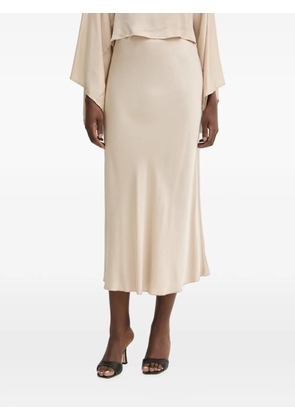 Haveone satin-finish flared midi skirt - Neutrals