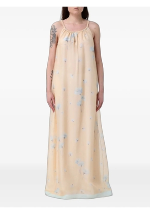 Emporio Armani maxi floral-print silk dress - Neutrals