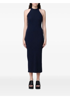 Ea7 Emporio Armani ribbed-knit halterneck midi dress - Blue