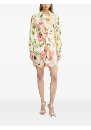 GUESS USA floral-print belted shirt dress - White