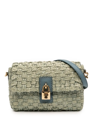 Dolce & Gabbana Pre-Owned 2010-2026 Leather Trimmed Woven Raffia Padlock crossbody bag - Blue