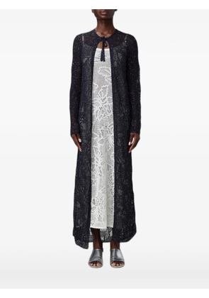 Fabiana Filippi open-knit tie-fastening long cardigan - Blue