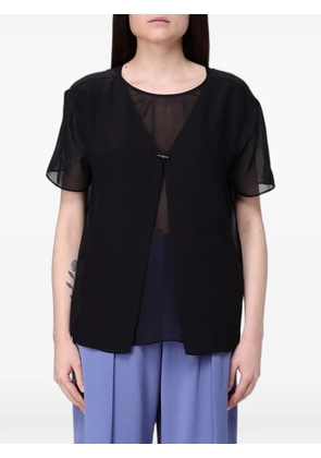Emporio Armani chiffon-panel bar-fastening top - Black