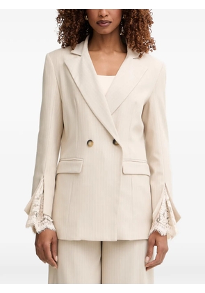 Haveone pinstripe-pattern lace-trim blazer - Neutrals
