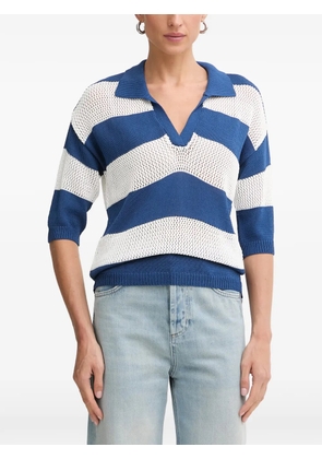 FRACOMINA striped open-knit T-shirt - Blue