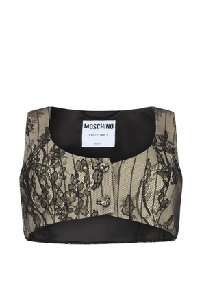 Moschino lace-overlay cropped top - Neutrals