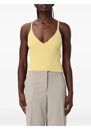 Emporio Armani ribbed-knit V-neck top - Yellow