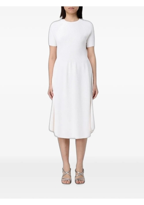 Emporio Armani ribbed-knit short-sleeve midi dress - White