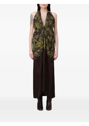 Tela floral-print halterneck dress - Brown