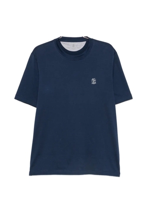 Brunello Cucinelli logo-embroidered crew-neck T-shirt - Blue