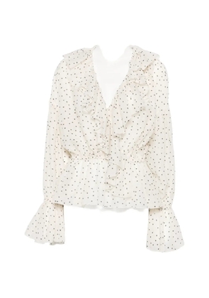 VICOLO polka-dot ruffled blouse - White