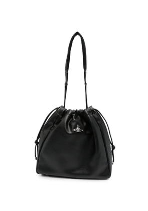 Vivienne Westwood Orb-plaque drawstring shoulder bag - Black