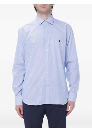 BROOKSFIELD striped logo-embroidered shirt - Blue