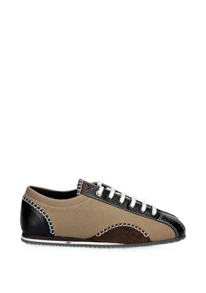 Wales Bonner Paris contrast-stitch leather-panelled sneakers - Neutrals