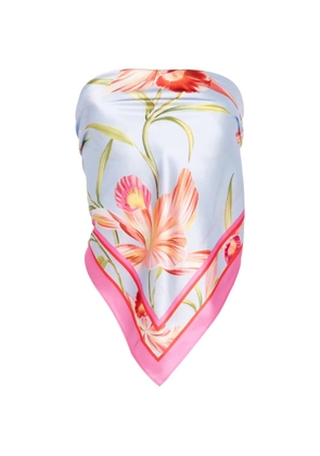 Retrofete floral-print silk top - Blue
