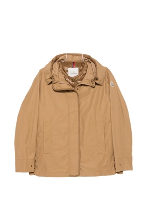 Moncler logo-patch hooded jacket - Brown