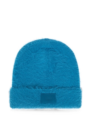 FENDI logo-patch beanie hat - Blue