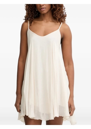 Haveone V-neck pleated mini dress - Neutrals