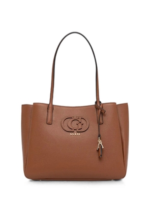 GUESS USA Isola logo-plaque pebbled-effect tote bag - Brown