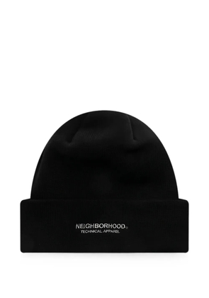 Neighborhood logo-embroidered beanie hat - Black