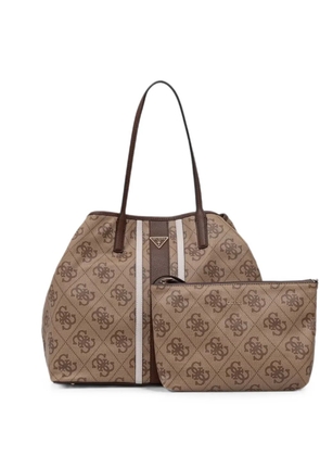 GUESS USA Victoria monogram-print striped tote bag - Brown