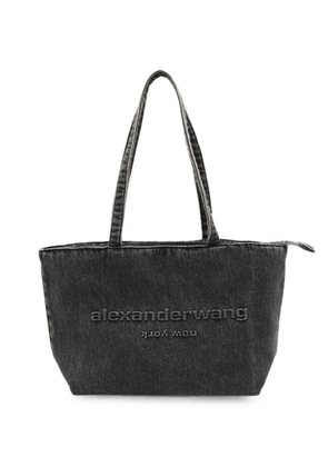 Alexander Wang logo-embossed denim tote bag - Grey