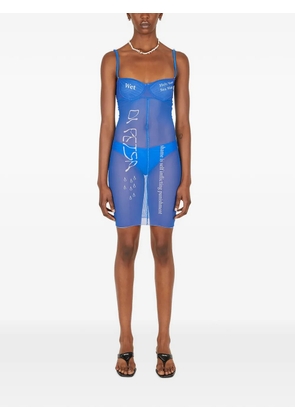 Di Petsa digital-print mesh mini dress - Blue