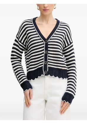 GUESS USA striped scalloped-hem cardigan - Blue