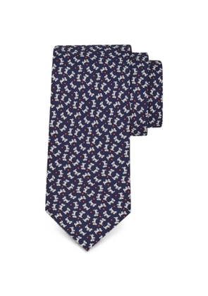 Ferragamo Charlie-print silk tie - Blue