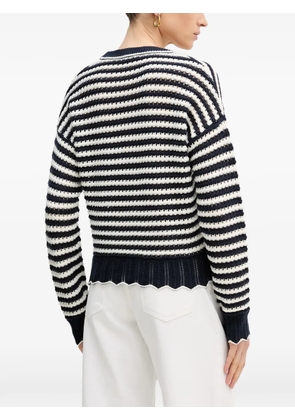 GUESS USA striped scalloped-hem cardigan - Blue
