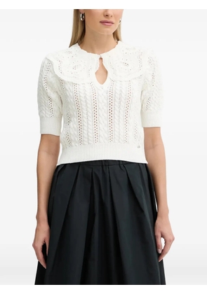 FRACOMINA broderie-anglaise cable-knit sweater - White