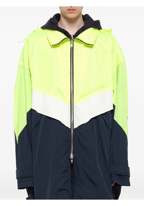 Juun.J colour-block drawstring-hood coat - Blue
