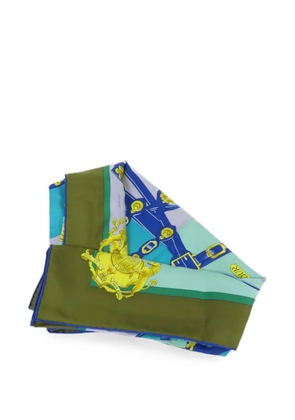 Hermès Pre-Owned graphic-pattern scarf - Blue
