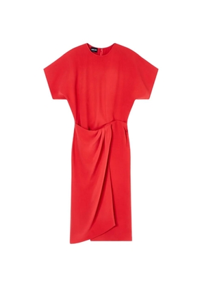 Giorgio Armani draped short-sleeve midi dress - Red