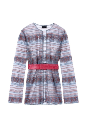 Giorgio Armani bead-embellished fringed cardigan - Blue