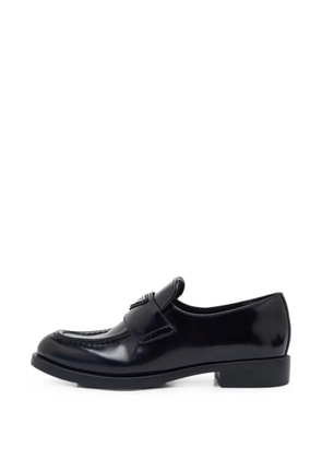 Prada Pre-Owned triangle-logo leather loafers - Black