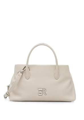 ERMANNO FIRENZE logo-plaque pebbled-leather tote bag - Neutrals