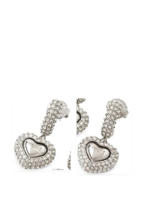 GUESS USA crystal-embellished heart-pendant earrings - Silver