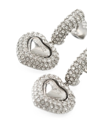 GUESS USA crystal-embellished heart-pendant earrings - Silver