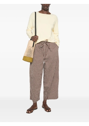 VICOLO stripe drawstring trousers - Brown