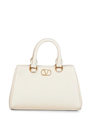 Valentino Garavani VLogo Signature grained leather tote bag - Neutrals