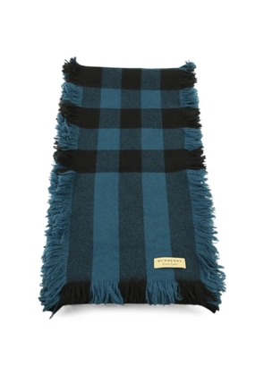 Burberry Pre-Owned check fringed scarf - Blue