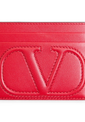 Valentino Garavani VLogo Walk card holder in calfskin - Red
