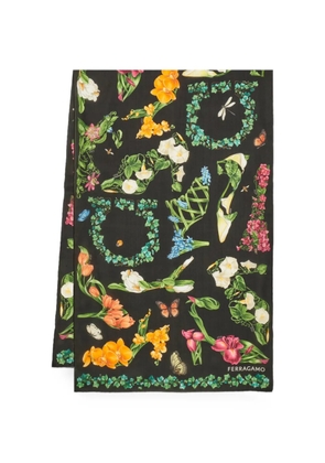 Ferragamo Eden shoes-print silk scarf - Black