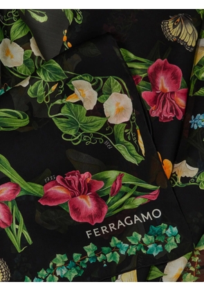 Ferragamo Eden shoes-print silk scarf - Black
