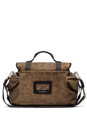Maison Margiela High Tech crackle-leather tote bag - Brown