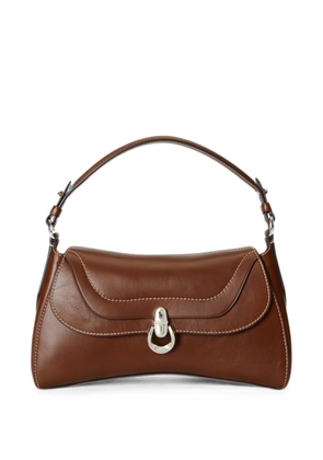 Polo Ralph Lauren contrast-stitch calf leather shoulder bag - Brown