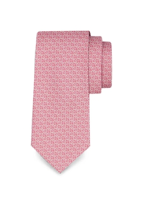 Ferragamo Gancini links print silk tie - Pink
