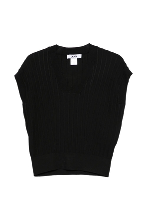 DKNY ribbed-knit V-neck top - Black