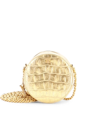 CHANEL Pre-Owned Round with Chain Crocodile Embossed Metallic Calfskin clutch bag - Gold